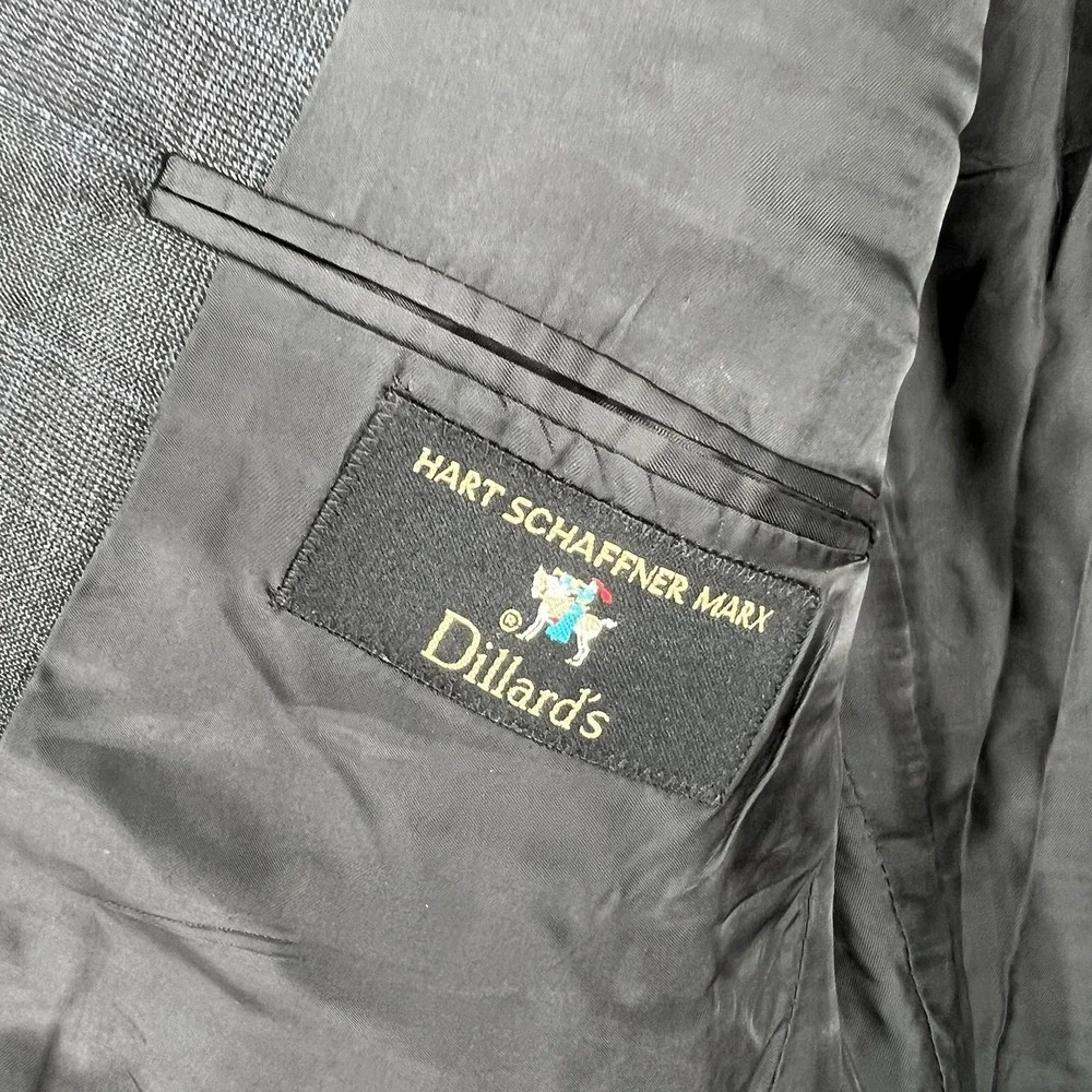 Hart Schaffner Marx Sport Coat Mens Size 40R Gray Windowpane Pattern‎